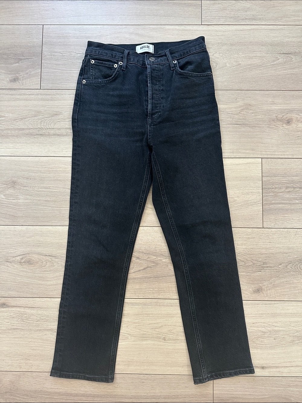 Agolde Riley crop Black Straight-Leg Jeans